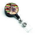 Teachers Aid Norwegian Elkhound Candy Cane Holiday Christmas Retractable Badge Reel TE888470